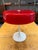 Mid-Century Modern 1960s Mod White Tulip Based + Red Glass Lamp by Temde of Switzerland For Sale - Image 3 of 8