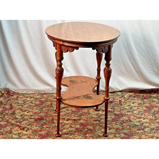 Art Nouveau Cherry 19th Century Oval Center Table Art Novel For Sale - Image 3 of 7
