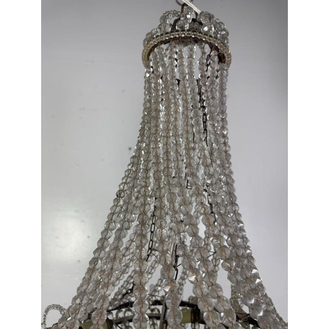 Traditional Elegant Early 20th Century Empire-Style Crystal Beaded Chandelier For Sale - Image 3 of 12