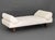 Kevin Walz for Ralph Pucci "KW2" White Upholstered Daybed, on walnut legs with two pillows. 25" H x 72" W x 36.5" D; seat:...