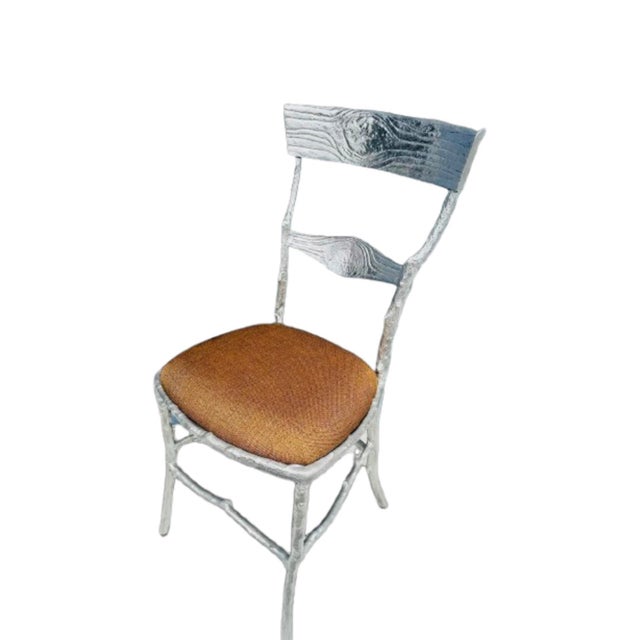 Chrome Michael Aram “ Enchanted Forest” Accent Pewter Chair For Sale - Image 8 of 10