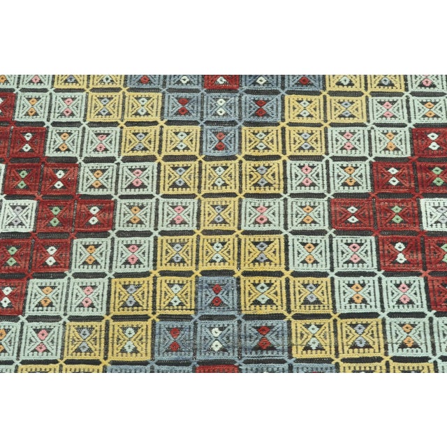 Vintage Oushak Nomad's Kilim Embroidered Rug For Sale - Image 6 of 13