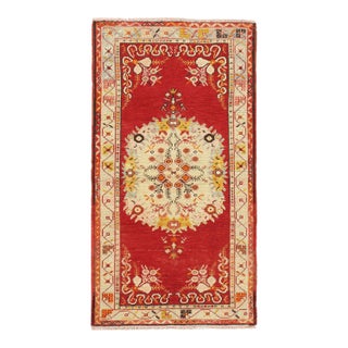 Vintage Red Turkish Oushak Area Rug 2'11 X 5'10 For Sale