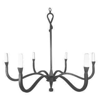 Minimalist Wrought Iron Chandelier by Melissa Levinson For Sale