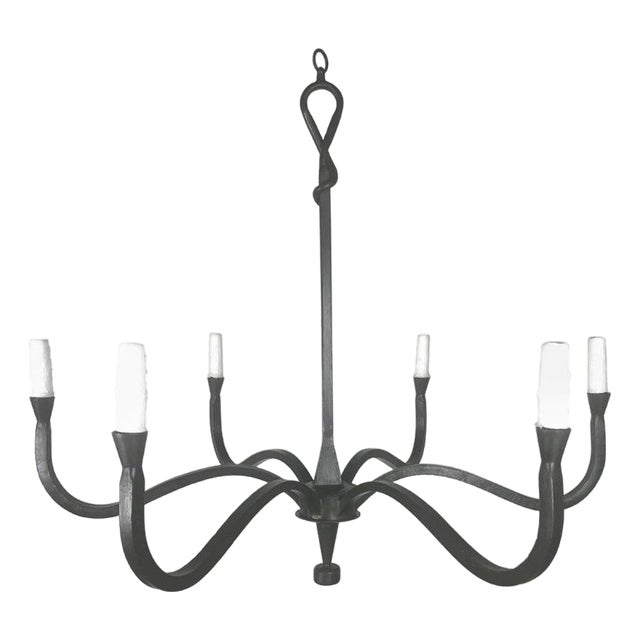 Minimalist Wrought Iron Chandelier by Melissa Levinson For Sale