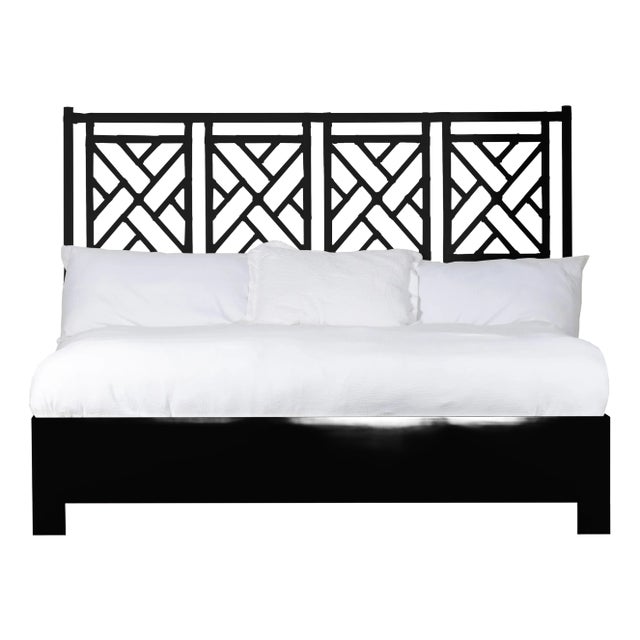 Chippendale Platform Bed King, Black For Sale