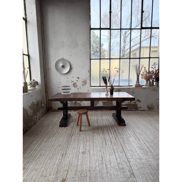 Antique 19th-century oak monastery table in an extra-large size. we love its size and its very substantial presence. This...