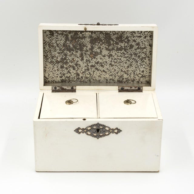 Elegant Painted English Victorian Period Tea Caddy With Elaborate Metalwork, Circa 1890. For Sale In San Francisco - Image 6 of 12