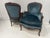 Teal Louis XV Style Bergère Armchairs in Wood, 20th Century, Set of 2 For Sale - Image 8 of 13