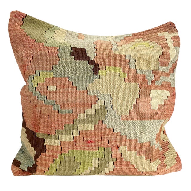 Turkish Custom Made Old Turkish Tribal Kilim Pillow Cover 20" by 20" For Sale - Image 3 of 5