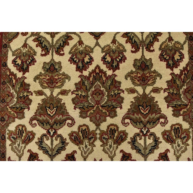 Ivory Agra Runner 4’2” X 12′ Ivory Wool Traditional Hand-Knotted Oriental Rug For Sale - Image 8 of 13