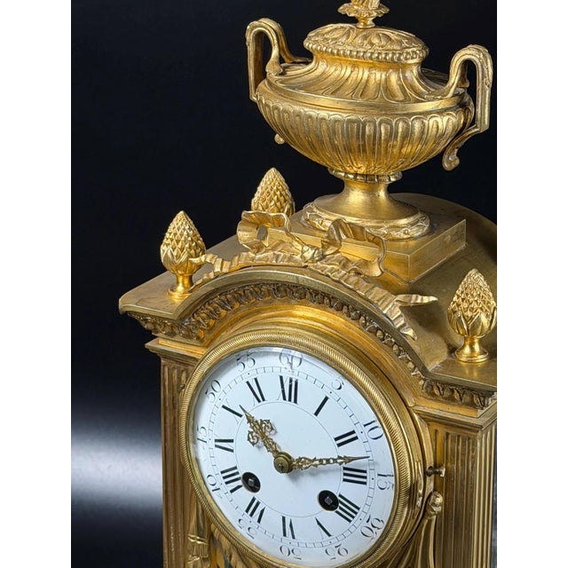 Antique French Louis XVI Style Ormolu Mantel Clock with Ed. Minart Movement from F. Barbedienne, 1850s For Sale - Image 17 of 18