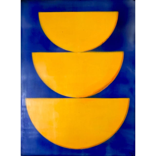 Blue Encaustic Mixed Media Art Installation by Gina Cochran - "Chuffed" - 9 Panels For Sale - Image 8 of 11