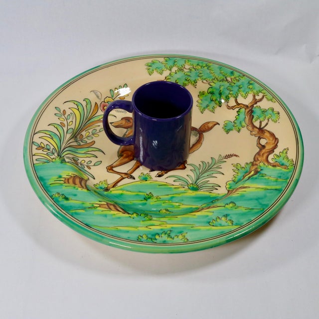 Ceramic Vintage Large Spanish Majolica Deer Charger Toledo Spain For Sale - Image 7 of 11