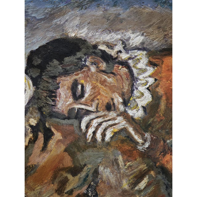 Emilio Notte, Expressionist Figure, Oil Painting on Cardboard, 1960s, Framed For Sale - Image 6 of 13