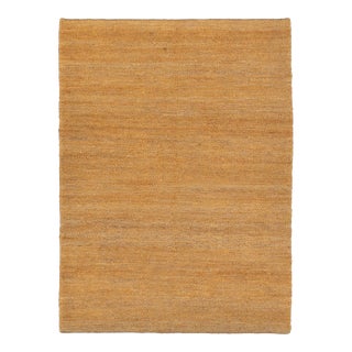Gold Solid Handwoven Premium Natural Jute Yarn Flatweave Rug 5x8 Ft. For Sale