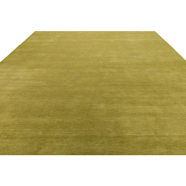 2020s Apadana's Modern Gabbeh Hand-Loom Wool Area Rug in Antique Gold. For Sale - Image 5 of 7