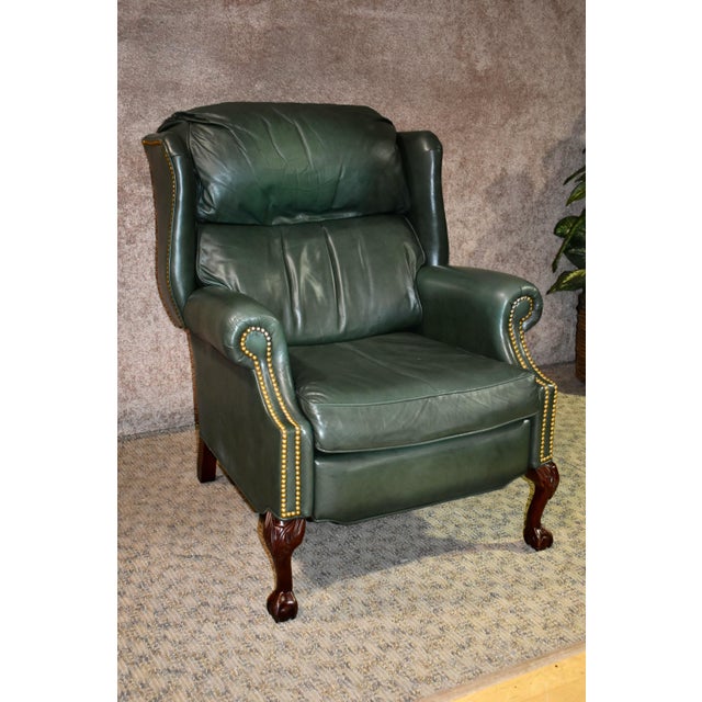 Thomasville Traditional Style Faux Leather Recliner W/Ball & Claw Foot