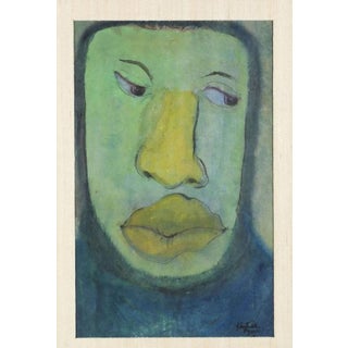 Mid 20th Century Kartick Chandra Pyne (Indian, B. 1931) Surrealist Figure Watercolor on Paper For Sale