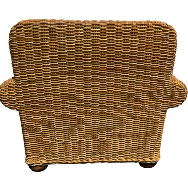 Coastal Walters Wicker Lounge Chair With Cushions For Sale - Image 3 of 8