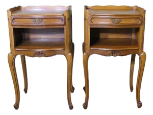 French Cherry Bedside Cabinets, 1960, Set of 2