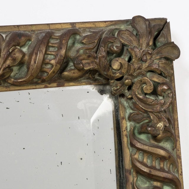Arts & Crafts Style Rectangular Copper Mirror For Sale - Image 3 of 12