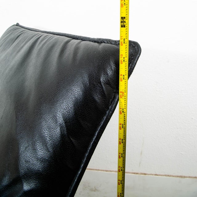 1970s Mid Century Danish Modern Lounge Chair Chaise Black Leather Attributed to Tord Bjorklund Metal For Sale - Image 9 of 9