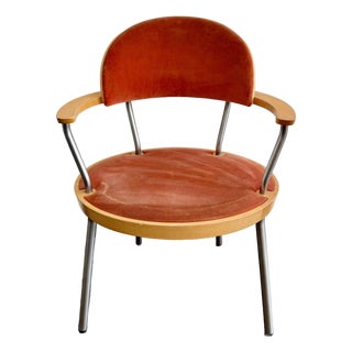 Postmodern Vintage 1998 Knoll Chair by Maya Lin W Bentwood & Velvet 90s VTG For Sale