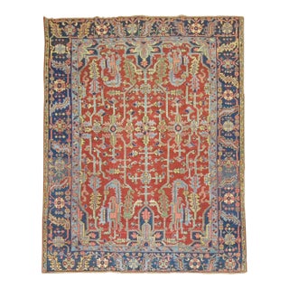 Antique Zabihi Collection Persian Heriz Square Rug - 7'5" x 9'2" For Sale