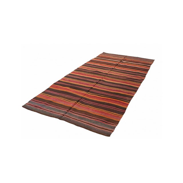 Mid-Century Modern Decorative Vintage Striped Kilim Rug - 5`3" X 10`7" For Sale - Image 3 of 6