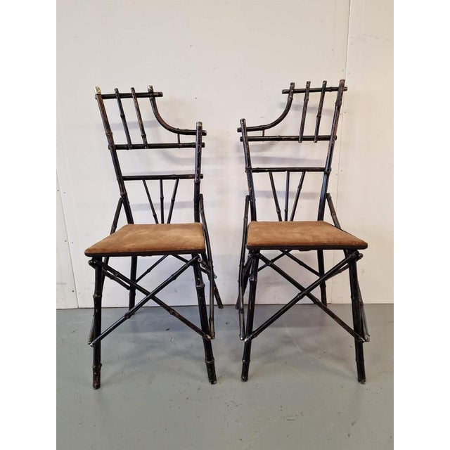 Victorian Bamboo Travel Chairs, Set of 2 For Sale - Image 3 of 7