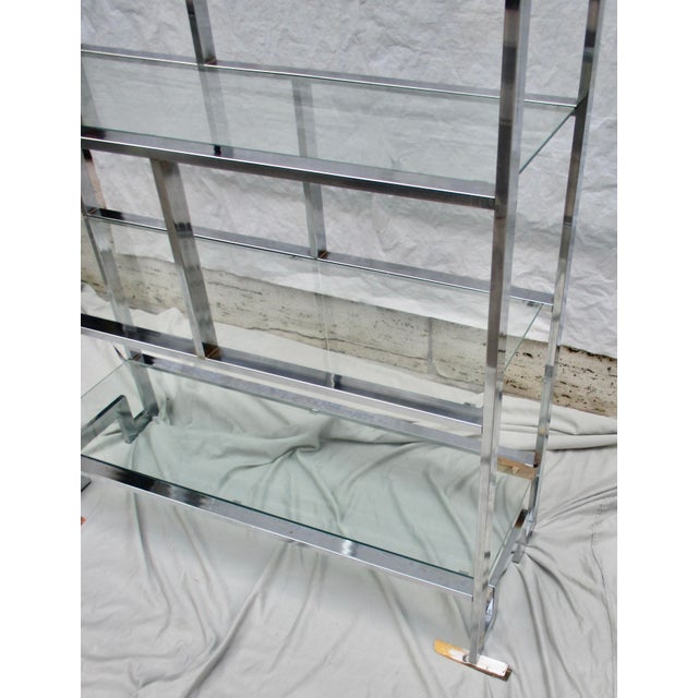 Chrome and Steel Etegere With 6 Glass Shelves For Sale - Image 4 of 17