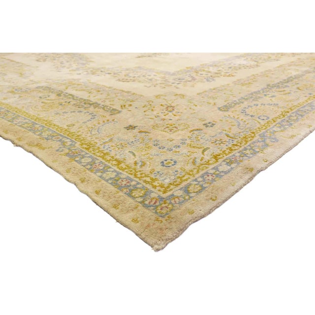 71953 Antique Persian Kerman Rug, 11'05 x 18'07. Luxe Baroque meets Bridgerton Regencycore in this antique Persian Kerman...