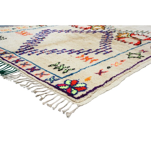 One-of-a-kind hand-knotted rug in the High Atlas Mountains of Morocco with soft organic wool. Featuring an intricate...