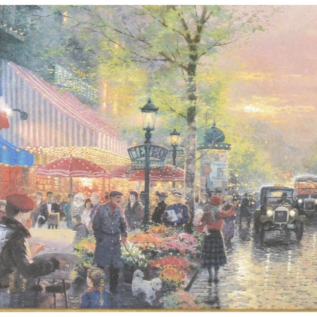 French Country Thomas Kinkade "Paris, City of Lights" Lithograph on Artist Canvas, Framed For Sale - Image 3 of 14