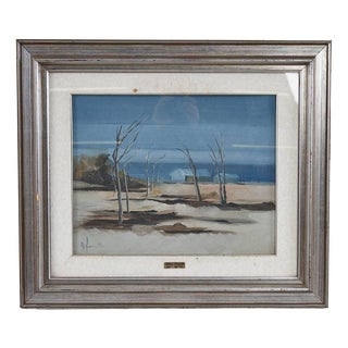 A. Farinella, Beach Pomposa Exhibition, 1970s, Oil on Canvas For Sale