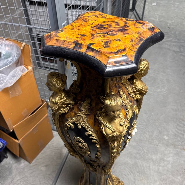 Italian Marble Faux Tortoise Monumental Pedestals - a Pair For Sale - Image 11 of 12