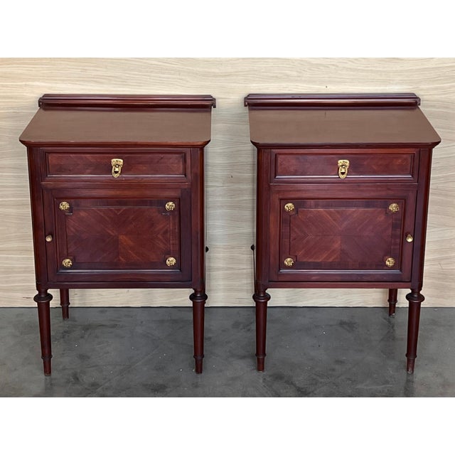 Pair of French Antique Bedside Cabinet Marquetry Nightstand, circa 1890 For Sale - Image 17 of 18