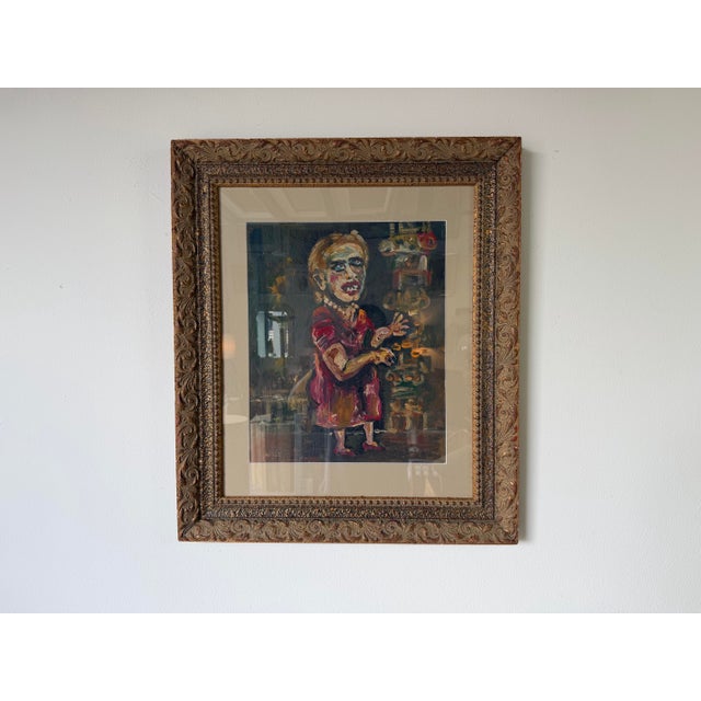Mid-Century Modern 1970’s Antonia Eiriz Impressionist Abstract Woman Oil on Board Painting – Framed Under Glass For Sale - Image 3 of 12