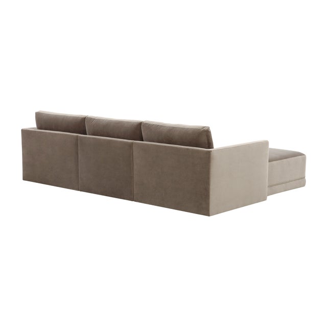 Willow Taupe Modular 4-Piece Performance Velvet Sectional For Sale - Image 4 of 6
