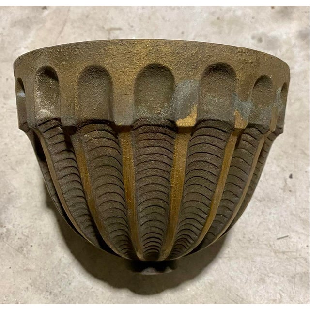 Art Deco Antique Art Deco Style Ribbed Bronze Ceiling Light Plate For Sale - Image 3 of 4