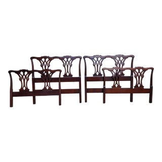 Chippendale Drexel 18th Century Classics Twin Mahogany Headboards - A Pair For Sale