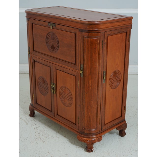 Age: Approx: 50 Years Old Details: Lift Top Fitted Interior Quality Construction Solid Teak Chinese Design Side Cabinet...