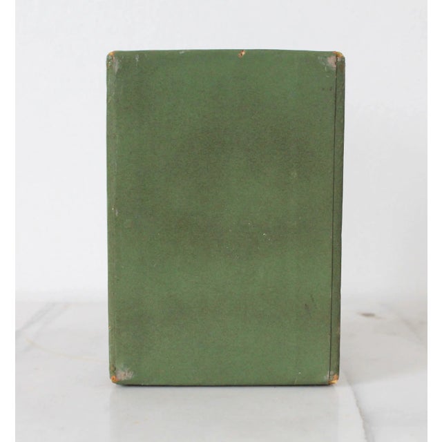 Vintage Olive Green Leather Wrapped Bookend For Sale In Milwaukee - Image 6 of 9