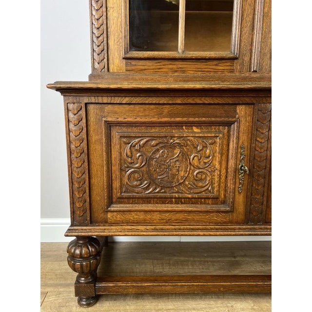 Vintage French Oak Glazed Display Cabinet For Sale - Image 5 of 14