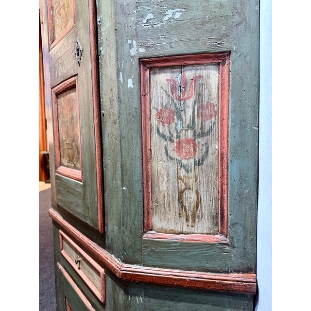Late 18th Century Swedish Blue-Green Painted Folk Art Corner Cabinet For Sale - Image 10 of 18
