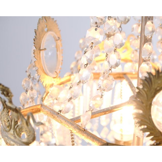 Antique Crystal Chandelier in Gilt Bronze with Louvre Style Decorations, 1890s For Sale - Image 3 of 12