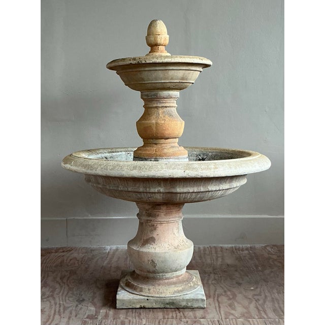 Vintage Boho Cast Stone Two Tier Fountain For Sale - Image 9 of 10
