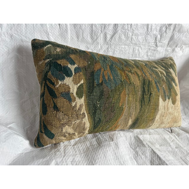 Baroque Antique Flemish Brussels Tapestry Pillow, 1600s Botanical Fragment For Sale - Image 3 of 5