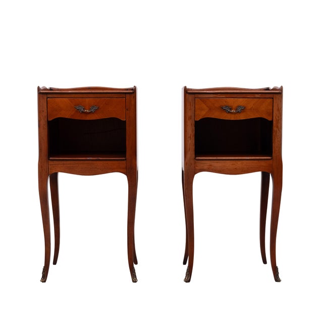 Antique Nightstands in Wood and Nutwood, France, 1950s, Set of 2 For Sale - Image 12 of 12